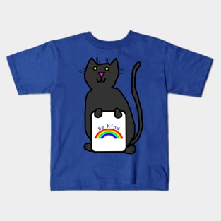 Cute Cat says Be Kind with Rainbow Kids T-Shirt